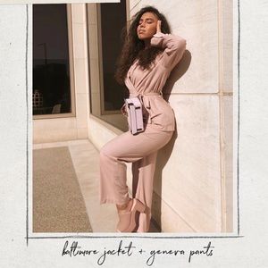 NWT Pink Pants with Button and Buckle Detail